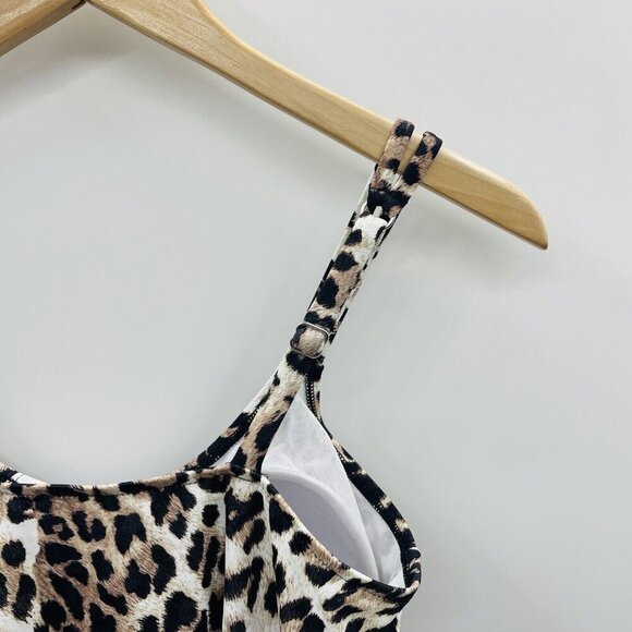 Swim Solutions Womens Size 10 Animal Printed Pleat-Front Tankini Top $78 747 - Picture 6 of 9